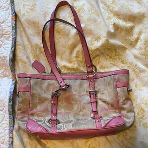 Coach Pink and Tan Shoulder Bag